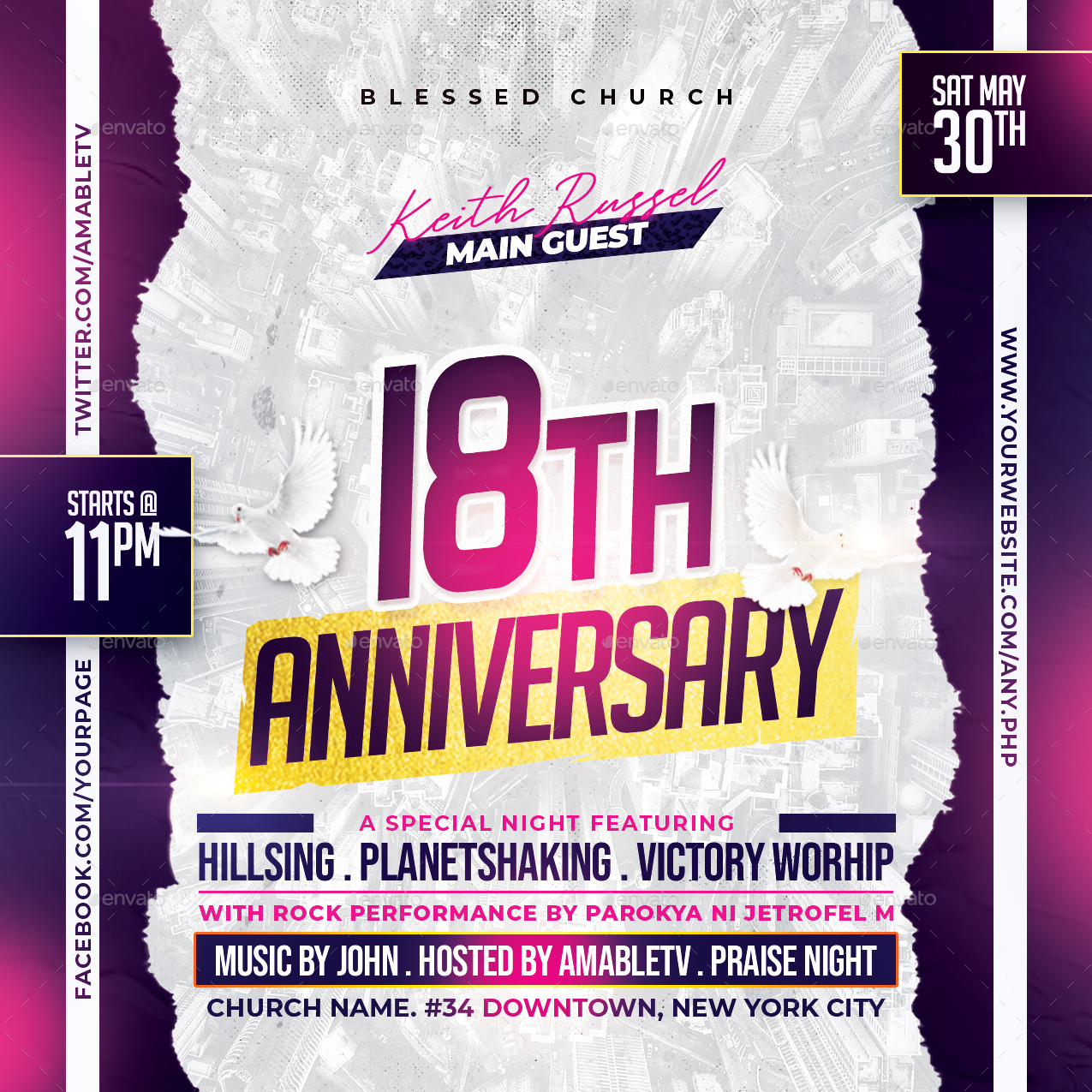 Church Anniversary Flyer Poster Print Templates Graphicriver